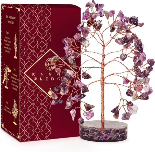 Vista 32 de Árbol de la vida de cristal para decoración del hogar y la oficina, regalos para mujeres, piedras curativas de amazonita de chakra, árbol bonsái