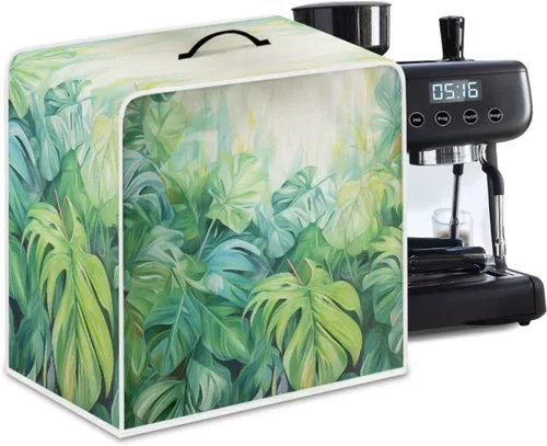 Vista 56 de Funda para cafetera, poliéster, azul, se adapta a la mayoría de máquinas de café estándar, protector resistente al polvo, huellas dactilares