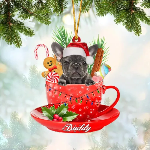 Vista 98 de Alaskan Malamute - Adorno de tetera de perro sentado en una tetera de Navidad, adorno de Navidad con nombre personalizado, adorno de automóvil