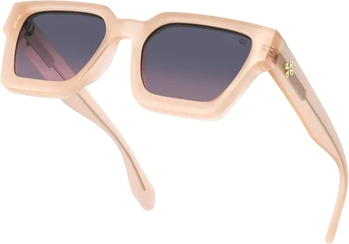 Vista 19 de VISOONE Moda 100% UV400 Protección Rectángulo TR90 Y2K Gafas de sol Accesorios para Mujeres Hombres RIVER, Transparente/Gris Rosa