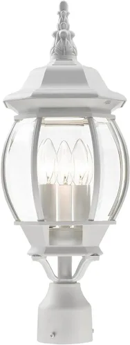 Vista 7 de Livex Lighting 7526-14 Frontenac - Lámpara tradicional de 3 luces para exteriores con pantallas de vidrio biselado transparente, 22 x 8 x 22 Negro