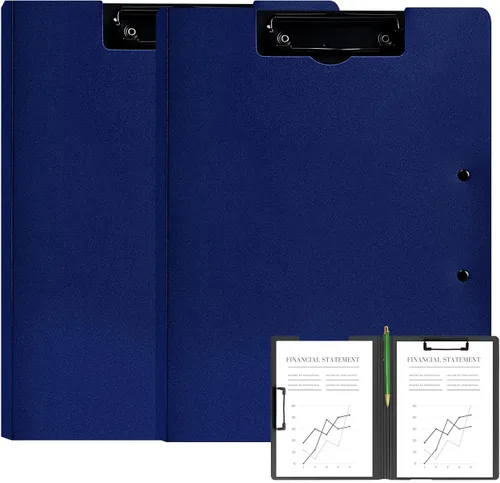 Vista 15 de Carpeta portapapeles plegable A4, carpeta portapapeles de oficina con clip de metal de doble clip, portapapeles de almacenamiento plegable de 360
