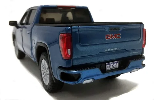 Vista 5 de Motormax 2019 GMC Sierra 1500 Denali Crew Cab Pickup Truck Metallic Blue 1/24-1/27 Modelo de coche fundido a presión 79362, juguetes para niños