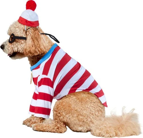 Vista 3 de Where's Waldo: Disfraz de Waldo para mascotas para perros o gatos por Rubies, talla S