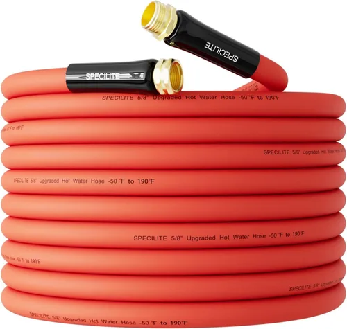 Vista 20 de SPECILITE Manguera de agua de jardín fría/caliente de 1 pulgada, 50 pies, -50 ℉ a 190 ℉, alto flujo de agua, flexible y ligera, tubo de goma