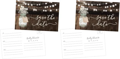 Vista 10 de Your Main Event Prints 50 tarjetas rústicas para guardar la fecha para bodas, compromisos, aniversarios, baby shower, fiestas de cumpleaños