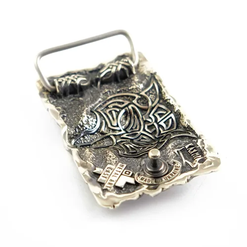 Vista 4 de Belt buckle Fenrir Wolf, Handmade Old Norse Scandinavian viking mithology werewolf solid German silver belt buckle