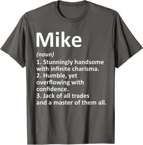 Vista 81 de MIKE Definition - Camiseta divertida para regalo de cumpleaños con nombre personalizado, Negro, S