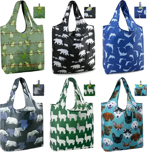 Vista 39 de Bolsas de la compra de animales reutilizables plegables bolsas de comestibles