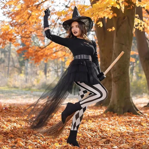 Vista 6 de Yilanmy Medias de Halloween para mujer, pantimedias sketelon, payasos, medias de murciélago aterrador