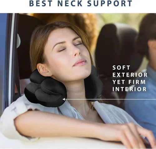 Vista 5 de Total Pillow Almohada de viaje y avión – Almohada de cuello de microcuentas – Almohada cómoda para cuello, cabeza, espalda y soporte lumbar – Cojín
