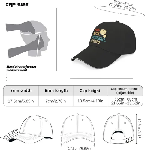 Vista 3 de Lreilki Dad Hat Man Myth Pickleball Legend Dad Hat, Graphic Hat for Women