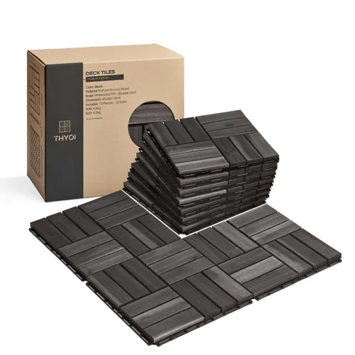 Vista 26 de Azulejos de cubierta premium, 10 piezas de suelo de patio - teca