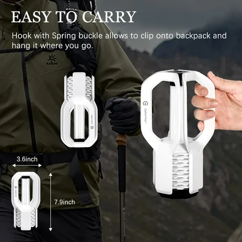 Vista 3 de Linterna LED recargable para campamento, diseño de agarre libre, 4 modos de luz, resistente al agua y luces de tienda de campaña de 3000 K, luz