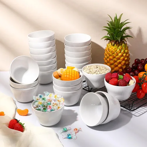 Vista 7 de Suclain - Paquete de 24 tazas de sopa de 8 onzas, tazas de salsa, cuencos de salsa para caldo, color blanco Porcelain, Stackable, Dipping Sauce