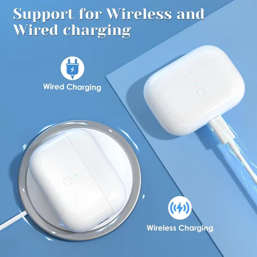 Vista 3 de Funda de carga inalámbrica compatible con AirPods Pro de 1ª y 2ª generación, repuesto para funda de carga Airpod Pro 2 con botón de sincronización
