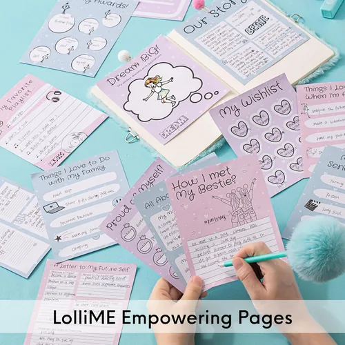 Vista 4 de HAPPY LOLLI Mint LolliME - Kit de diario de bricolaje para adolescentes y niñas de 8 a 14 años, regalo de cumpleaños, juego de diario con cerradura