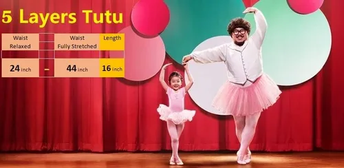 Vista 4 de Falda tutú de tul para mujer, adolescente, adulto, clásica, elástica, de 3, 4, 5 capas