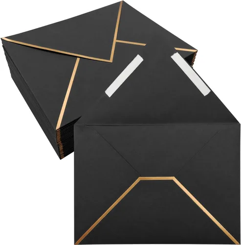 Vista 10 de Paquete de 50 sobres autoadhesivos de 4 x 6 pulgadas, sobres negros de 4 x 6 pulgadas para invitaciones con sobres autoadhesivos A6 para bodas
