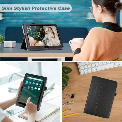 Vista 8 de ACdream Funda para tablet Fire HD 8 y 8 Plus (12ª generación/10ª generación, versión 2022/2020), funda de cuero tipo folio, soporte plegable AA