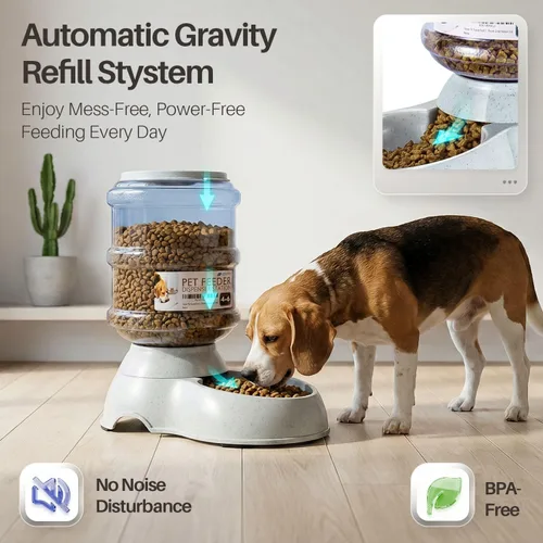 Vista 4 de Bol para mascotas con sistema dispensador automático y almacenamiento de alimento seco, de Flexzion Self-Replenishing Dry Food Station with