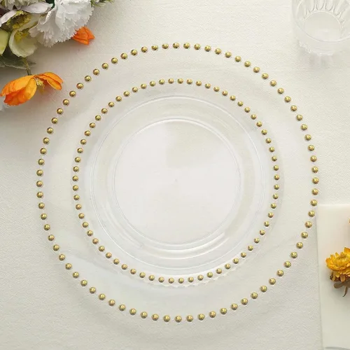 Vista 53 de Efavormart - Paquete de 10 platos de postre de plástico transparente rubor con borde de cuentas, platos redondos desechables para ensalada, 8