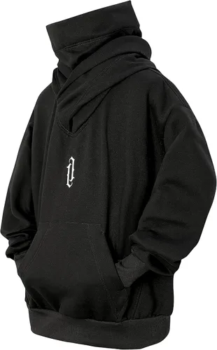 Vista 8 de Niepce Inc Streetwear - Sudadera con capucha pesada de gran tamaño con polaina para el cuello