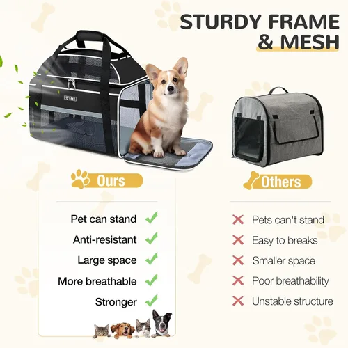Vista 9 de Lekereise Transportador de mascotas extensible superior de 17 x 11 x 9.5 pulgadas, aprobado por aerolíneas hawaianas de Alaska, con lados suaves