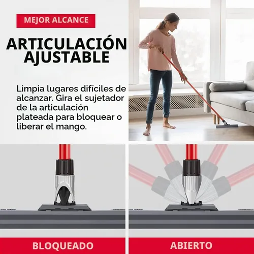 Vista 7 de Escobilla de Piso de Silicona con Mango Largo de 55 Pulgadas, Hoja de Silicona Fundida Única de 12 Pulgadas, Junta Giratoria de 360° - Escobilla