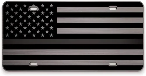 Vista 60 de JASS GRAPHIX Placa de matrícula personalizada con la bandera estadounidense de línea amarilla, homenaje personalizado a despachadores y operadores