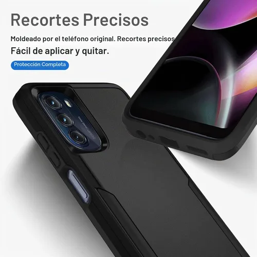 Vista 3 de Funda para Moto G 5G 2022, con protector de pantalla [prueba de caídas de grado militar], funda protectora resistente de servicio pesado robusto a