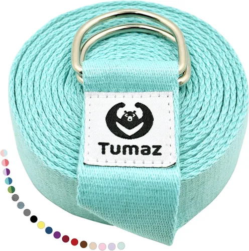 Vista 21 de Tumaz Yoga Strap for Stretching with Adjustable D-Ring, 6/8/10 ft Adjustable D-Ring Soft Cotton Blend 15+ Colors Non-Elastic Yoga Belt for