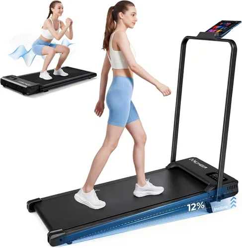 Vista 9 de ANCHEER Almohadilla para caminar con inclinación - Cinta de correr para debajo del escritorio con barra de mango Nnegro