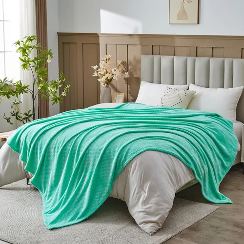 Vista 28 de NEWCOSPLAY Manta de Tiro Súper Suave Aqua Franela Sedosa Premium Fleece con Patrón de Hojas Ligera Manta de Cama para Uso en Todas las Estaciones