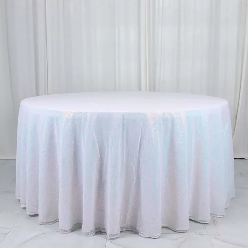 Vista 22 de Efavormart - Mantel redondo de lentejuelas brillantes de 120 pulgadas para banquetes de boda, fiesta, decoración del hogar