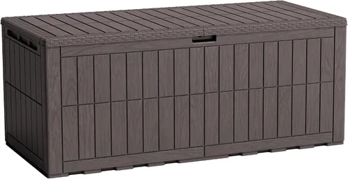 Vista 21 de Flamaker Outdoor Storage Box 80 Gallon Resin Waterproof Deck Box Marrón profundo