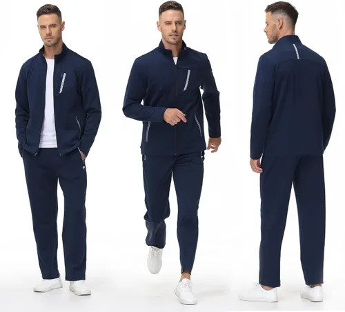 Vista 7 de MoFiz Chándal deportivo para hombre, sudadera deportiva cómoda, pantalones deportivos casuales, chaqueta con cremallera completa, 2 piezas