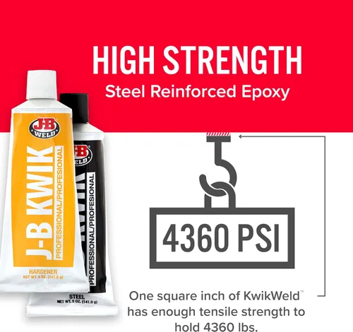 Vista 8 de J-B Weld 8271 KwikWeld - Paquete doble de epoxi reforzado de acero de tamaño profesional, 10 onzas