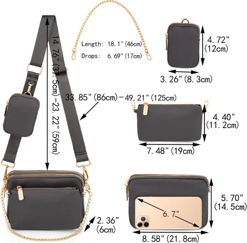 Vista 7 de UTO Small Crossbody Bags for Women 3 in 1 Trendy Belt Purse Fashion Designer Mini Cute Sling Fanny Chest Pack