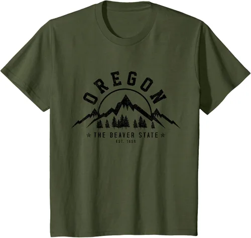 Vista 7 de Oregon The Beaver State Est. 1859 Vintage Mountains - Camiseta de regalo, gris, S