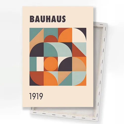Vista 10 de Bauhaus - Arte de pared moderno de mediados de siglo, póster geométrico de Bauhaus, bloque de color azul y naranja, impresiones artísticas