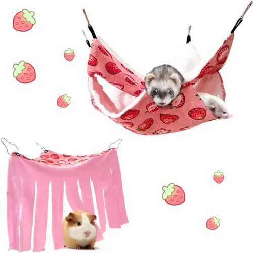 Vista 8 de LEFTSTARER Hamaca colgante para animales pequeños para mascotas, hurón, litera, jaula de juguete para hámster, rata, planeador de azúcar, loro