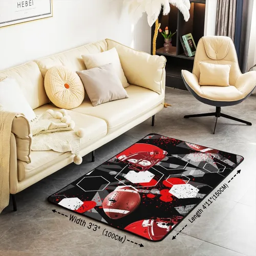 Vista 3 de jejeloiu Alfombra de fútbol de 3 x 5 pies, geométrica, para sala de estar, diseño de panal de abeja, alfombra decorativa para fútbol
