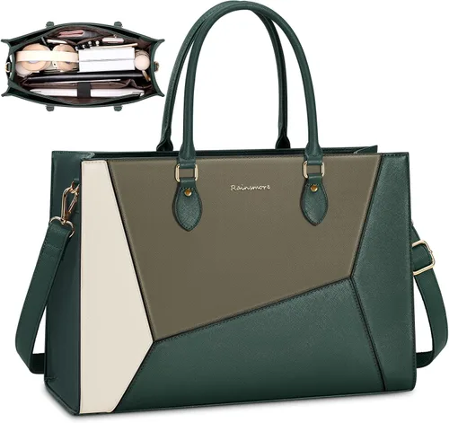 Vista 10 de RAINSMORE Bolsa de mano para laptop para mujer, 15.6 pulgadas, bolsas de trabajo grandes para mujeres, impermeables, para negocios, oficina