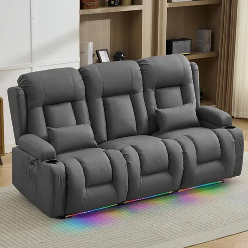 Vista 10 de TUNYI Wall Hugger - Sofá reclinable eléctrico para autocaravana, sofá biplaza reclinable con consola para teatro, sofá reclinable con USB/toma