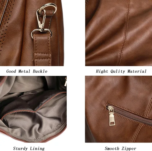 Vista 5 de Bolsos Hobo para mujer, bolsos grandes, bolsos de diseñador de piel sintética de gran tamaño, bolsos cruzados de hombro elegantes