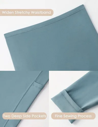 Vista 4 de POSHDIVAH Leggings de entrenamiento de maternidad para mujer sobre el vientre, pantalones de yoga con bolsillos, ropa deportiva suave, pantalones