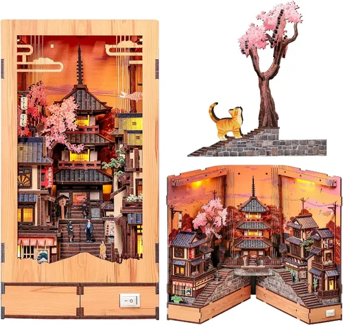 Vista 8 de Fsolis Kit de rincón de libro japonés - Kit de casa en miniatura de bricolaje