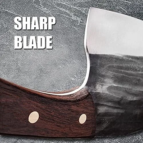 Vista 4 de Cuchillo de carne, 6 pulgadas forjado chino cuchillo de cocina cuchillo de carne 50cr15 acero inoxidable cuchillo de carnicero wengué mango