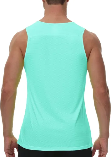 Vista 3 de Cakulo Camisetas sin mangas de neón para hombre, para entrenamiento, gimnasio, atletismo, natación, playa, tallas grandes y altas, de secado rápido